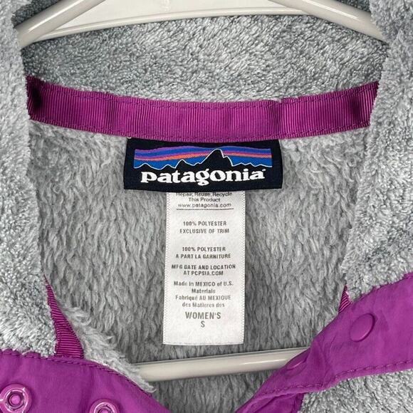 Patagonia Re-Tool Snap-T Pullover Womens Small Fleece Gray Purple Polartec Ski - Picture 4 of 12